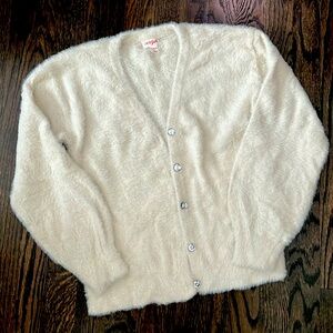 🧶Cat & Jack Cream and gold shimmer cardigan size XL (14-16)